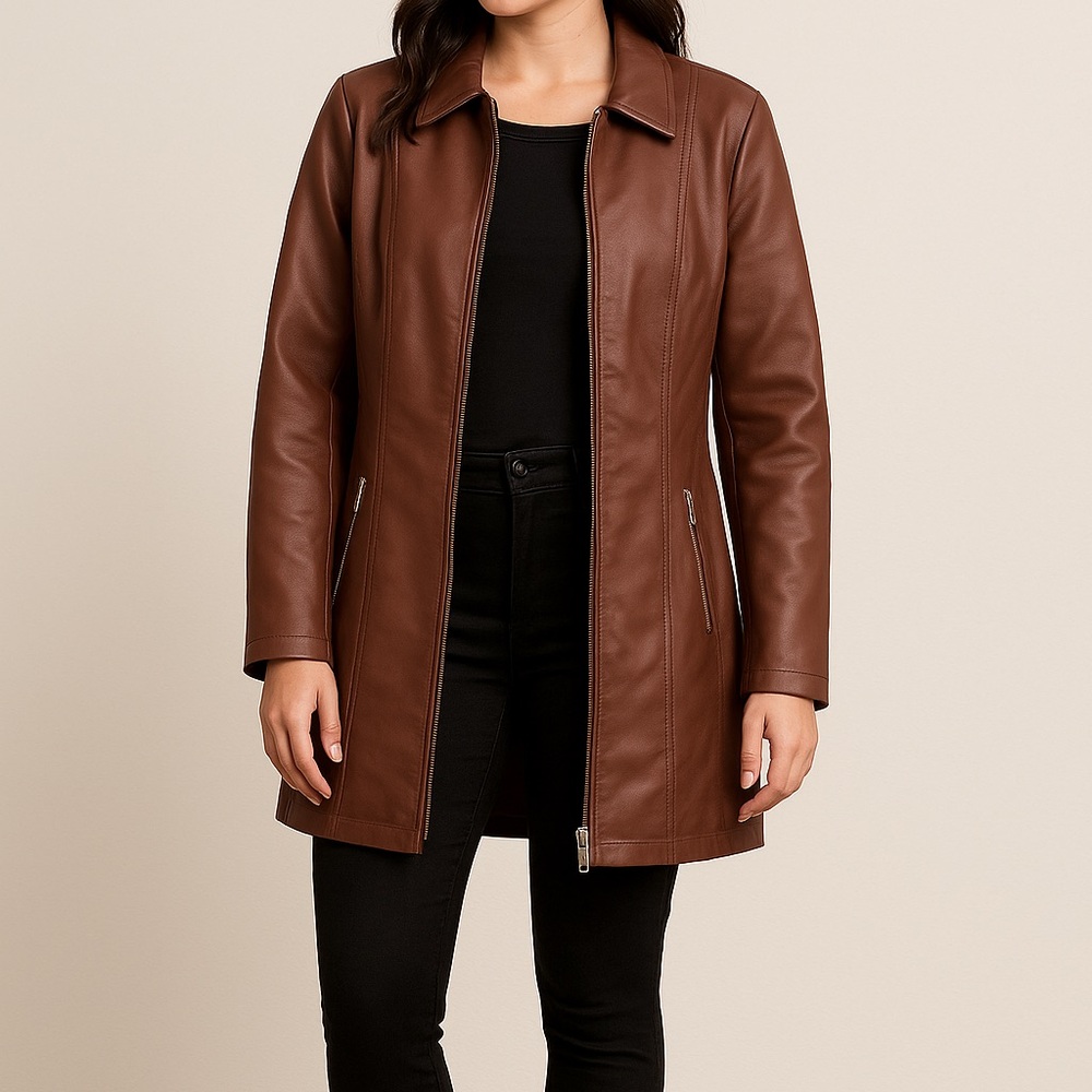 Baccini Women's Rich Brown Leather Jacket